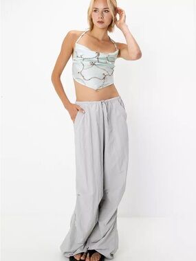 ASOS DESIGN Tall Toggle Waist Oversized Parachute Pants | Gray | Size 8 Long